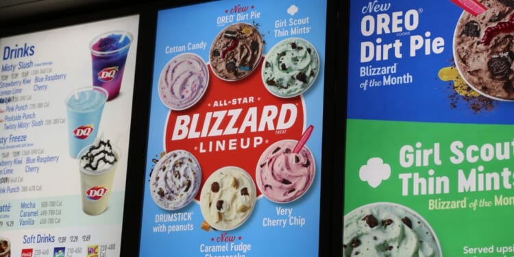 A stock photo shows the menu at a Dairy Queen in Lexington, Kentucky, on June 27, 2022.