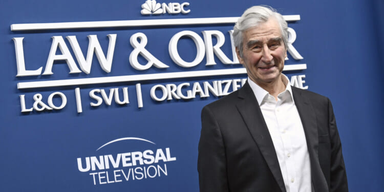 Actor Sam Waterston attends the NBCUniversal "Law & Order" press junket in New York on Feb. 16, 2022.