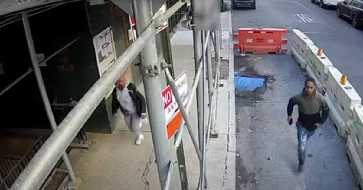 Two thieves were sent running by a brave New York City doorman on Sunday.