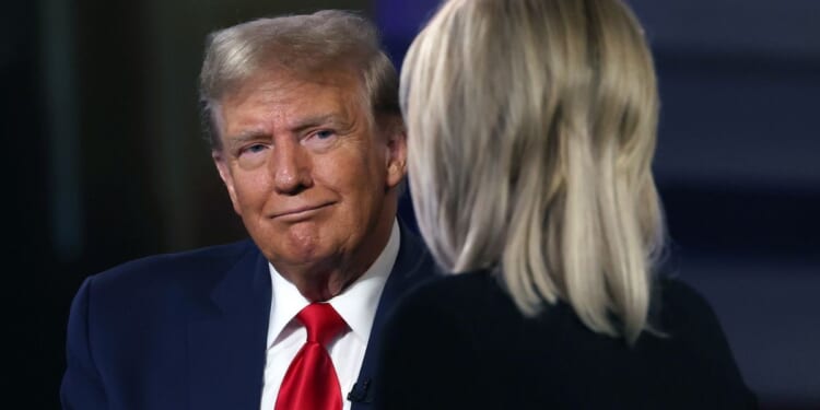 Former President Donald Trump participates in a Fox News town hall with host Laura Ingraham in Greenville, South Carolina, on Tuesday.