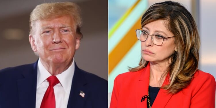 Former President Donald Trump, left; Fox News' Maria Bartiromo, right.