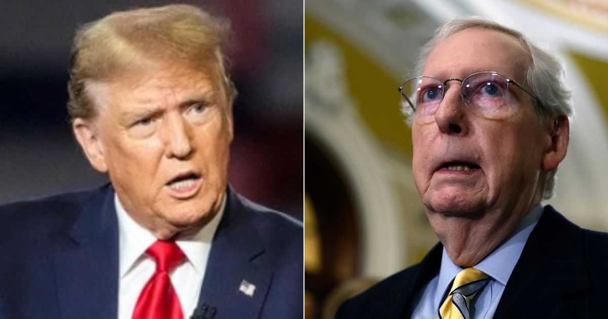 During a town hall on Fox News on Tuesday, former President Donald Trump, left, claimed that he didn't think he would be able to work with Senate Minority Leader Mitch McConnell, right, if he were to return to the White House.