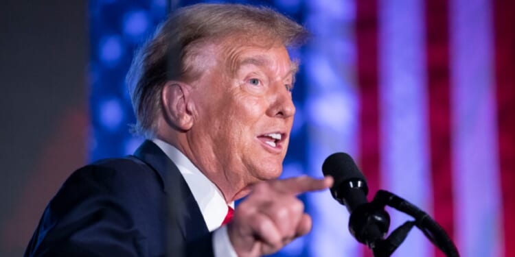 Former President Donald Trump is pictured speaking Thursday in Columbia, South Carolina, prior to the South Carolina primary Saturday.