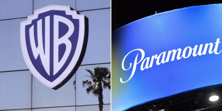 The Warner Bros. Discovery and Paramount+ logos displayed side-by-side.