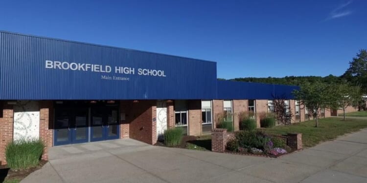 A tampon dispenser in the boys' bathroom at Brookfield High School in Connecticut was vandalized on Jan. 24.