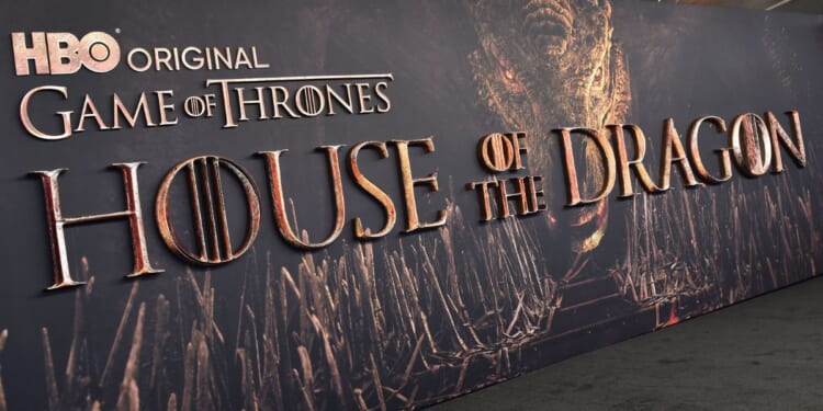 The official backdrop displayed at the world premiere of HBO's "House of the Dragon."