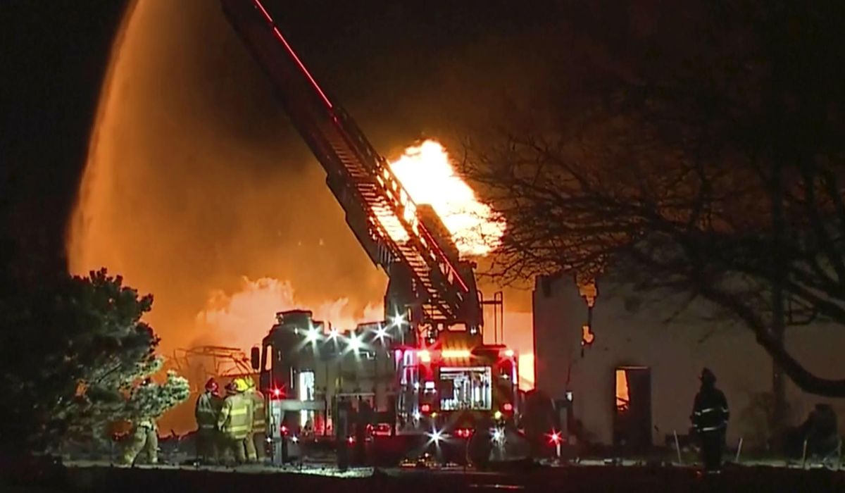 Industrial fire, multiple explosions shoot debris into the air in Detroit suburb