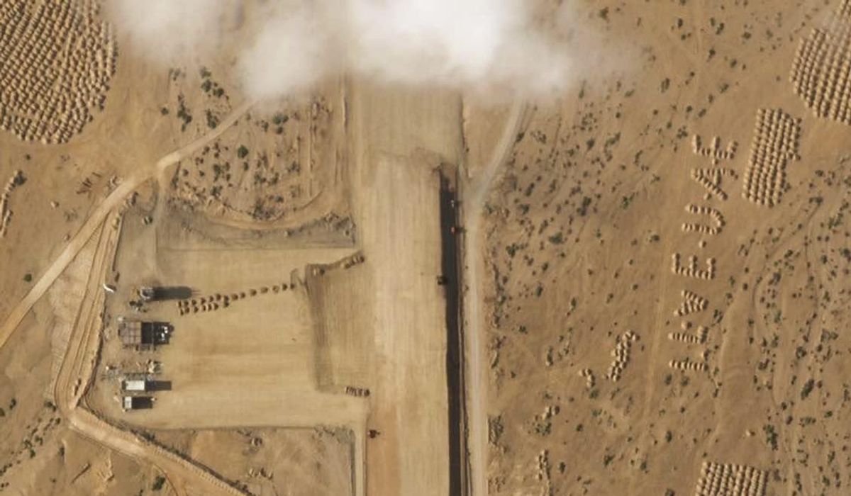 An airstrip is being built on a Yemeni island during the ongoing war, with 'I LOVE UAE' next to it