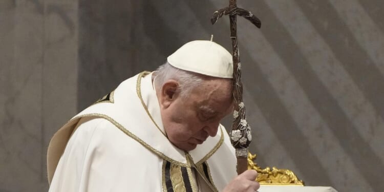 Pope Francis, looking strong, issues lengthy marching orders to priests during Holy Thursday Mass