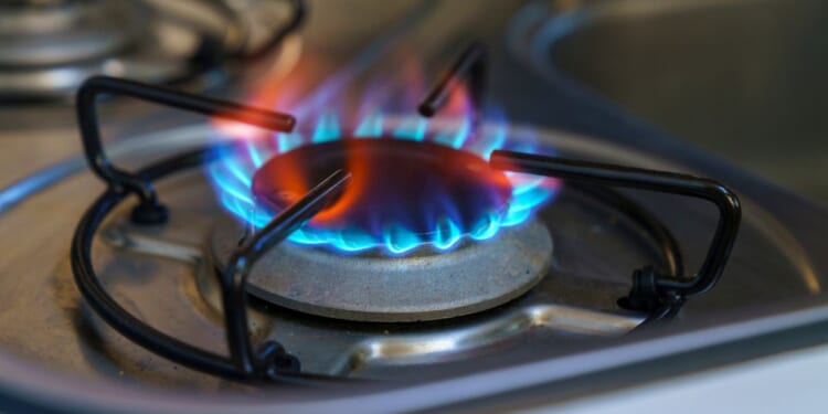 A gas stove is shown.