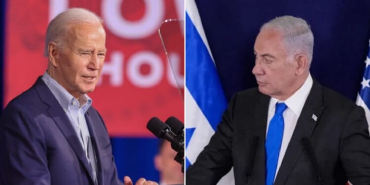 President Joe Biden, pictured left in a March 19 photo in Las Vegas, is betraying Israel, a longtime U.S. ally led by Prime Minister Benjamin Netanyahu, pictured right in a file photo from October.