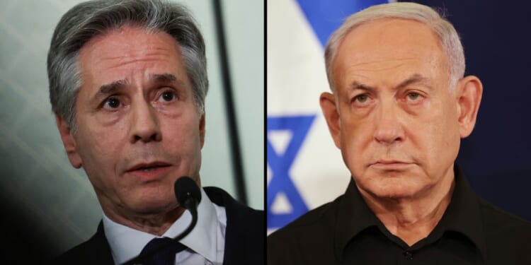 U.S. Secretary of State Antony Blinken, left, speaks during a news conference in Cairo, Egypt, on Thursday. Israeli Prime Minister Benjamin Netanyahu attends a news conference in Tel Aviv, Israel, on Oct. 28, 2023.