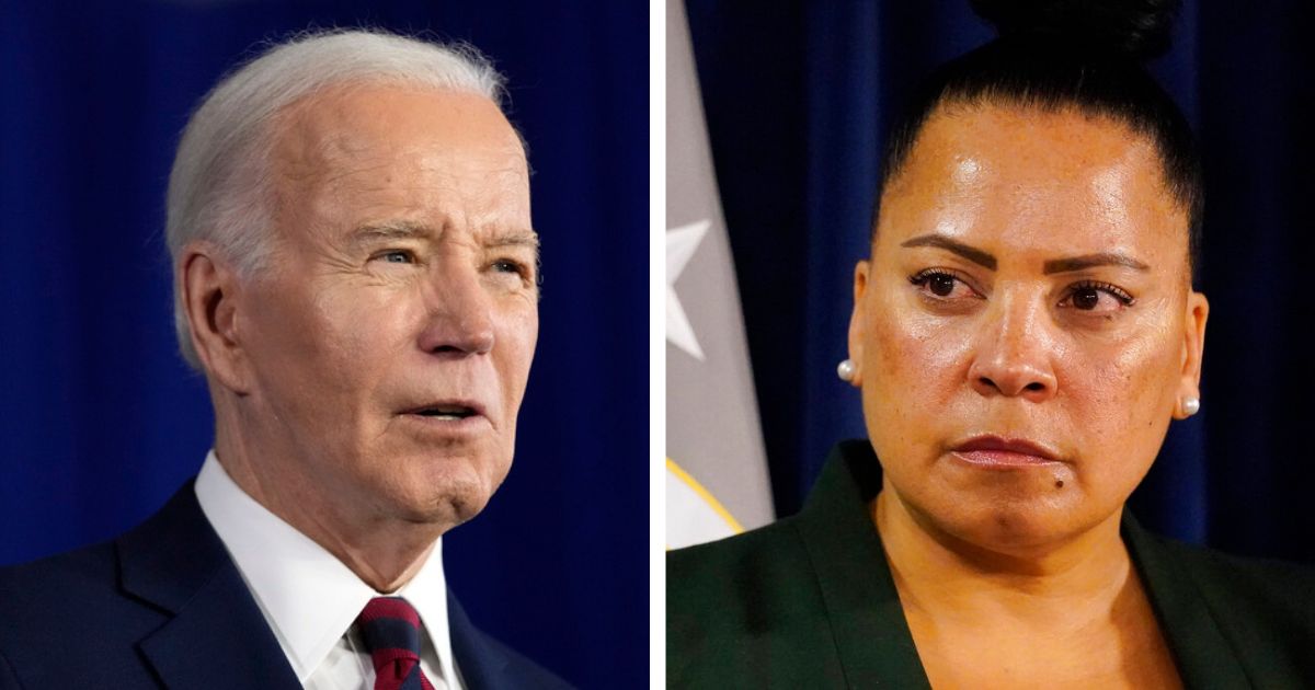 President Joe Biden, left, and former U.S. Attorney Rachael Rollins, for the Massachusetts District.