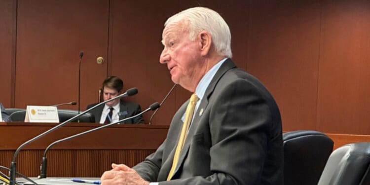 Georgia Senate Ethics Committee Chairman Max Burns is shown at the Georgia Capitol in Atlanta.