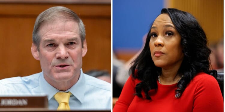 Rep. Jim Jordan, R-Ohio, left, and Fulton County, Georgia, District Attorney Fani Willis.