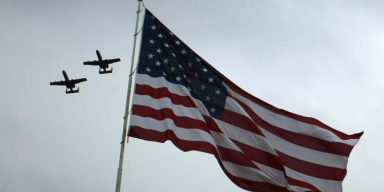 A-10's from Whiteman Air Force Base fly over Kansas City on May 9, 2015.