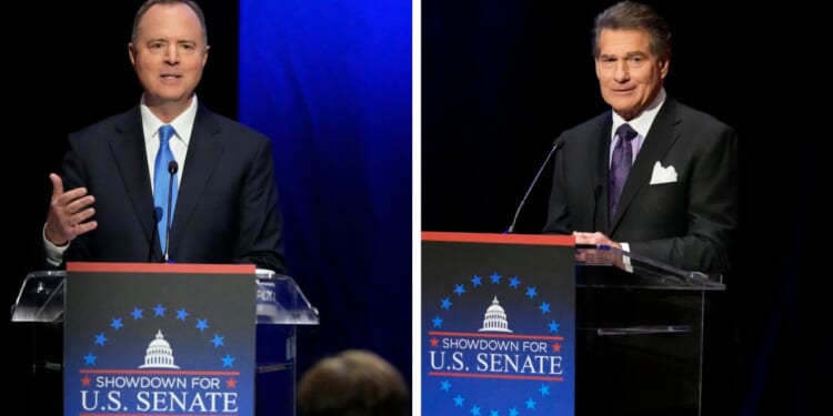 California U.S. Senate candidates Adam Schiff, left, and former baseball player Steve Garvey.