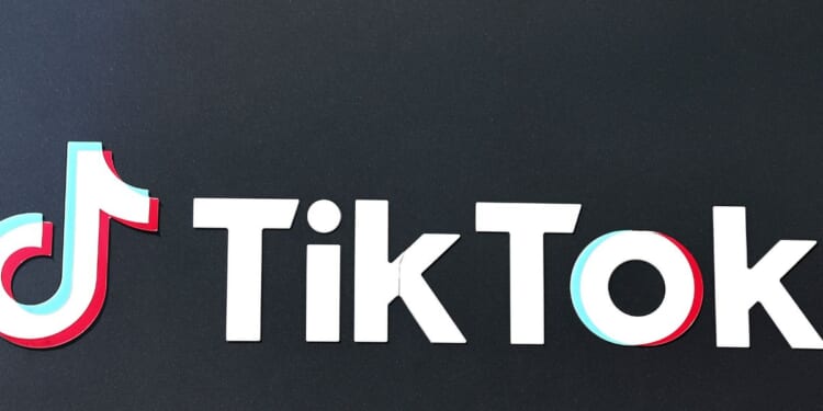 The TikTok logo is displayed outside TikTok offices in Culver City, California, on Tuesday.