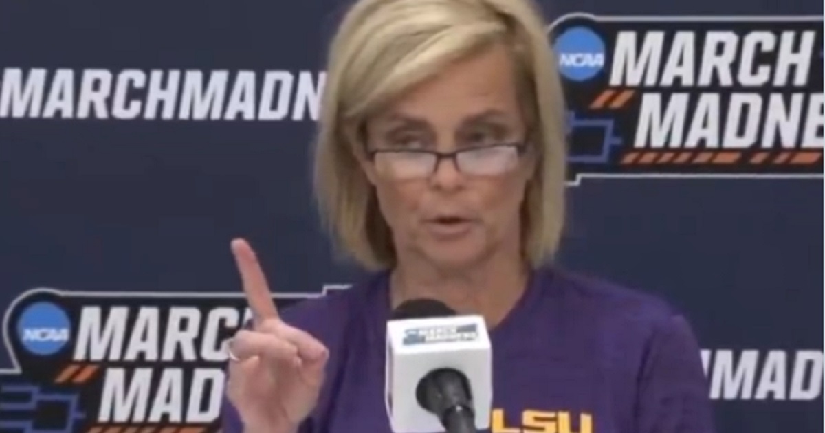 Louisiana State University women's basketball coach Kim Mulkey at a news conference Saturday.