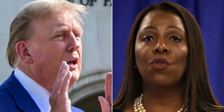 Even the Wall Street Journal editorial board acknowledged that New York Attorney General Letitia James, right, "is trying to short-circuit the justice system to get [former president Donald Trump], as she promised she would during her 2018 campaign."