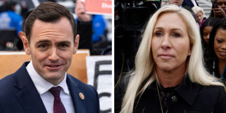 U.S. Rep. Mike Gallagher, (R-WI), left, and U.S. Rep. Marjorie Taylor Greene, (R-GA).