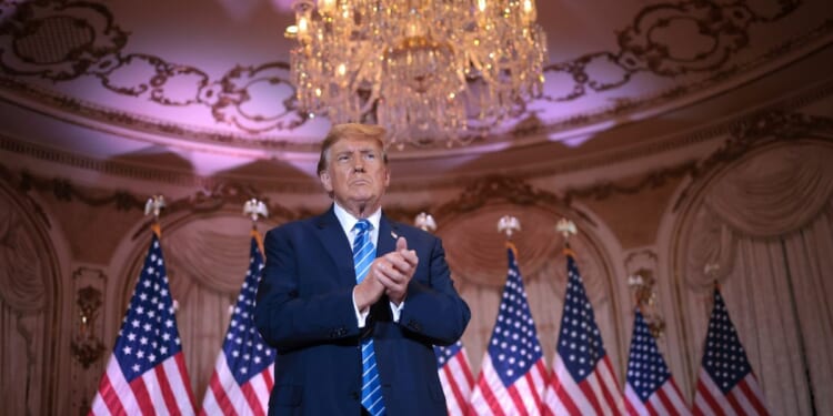 Republican presidential candidate Donald Trump attends a Super Tuesday election-night watch party at his Mar-a-Lago estate in Palm Beach, Florida, on March 5.