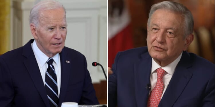 President Joe Biden, left; Mexico President Andres Manuel Lopez Obrador, right.