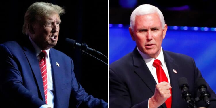 Republican presidential candidate former President Donald Trump (left) and former Vice President Mike Pence.