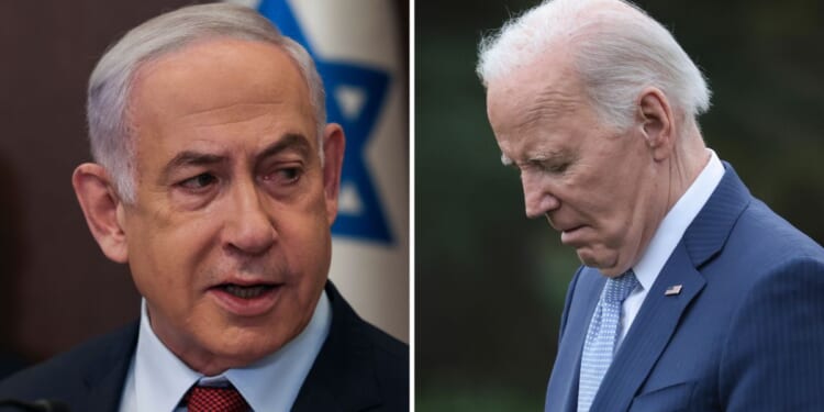 Israeli Prime Minister Benjamin Netanyahu attends a weekly meeting in Jerusalem on Dec. 10, 2023. U.S. President Joe Biden departs the White House on Friday in Washington, D.C.