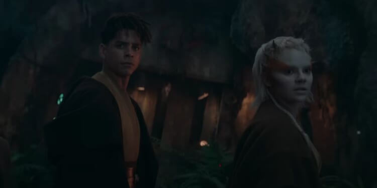 This YouTube screen shot shows a scene from the trailer for the upcoming Disney+ series "The Acolyte."