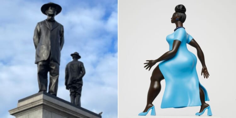 "Antelope," left, is due to be replaced by "Lady in Blue" on the famous Fourth Plinth of London's Trafalgar Square.