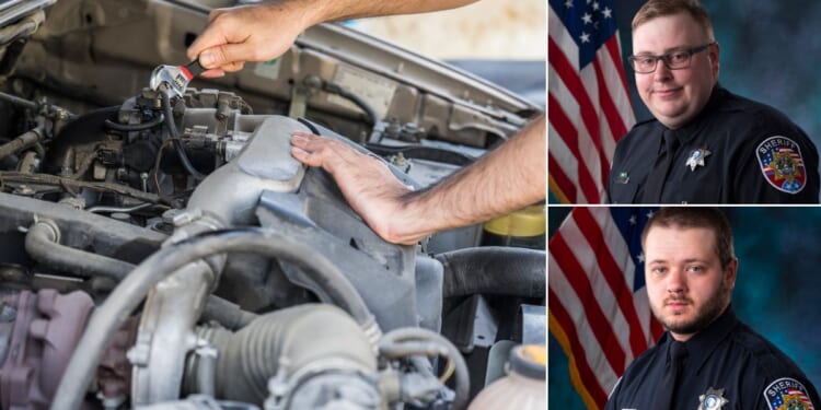 Rutherford County, Tennessee, Sherriff's Office School Resource Officers Cody Didier and Jeremy Gregory got an Auto Zone store to donate an alternator, helped make the repairs, and filled the student's gas tank.