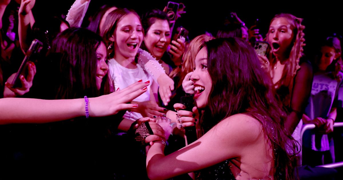 Pop star Olivia Rodrigo meets with young fans during her concert in Palm Springs, California, on Feb. 23.