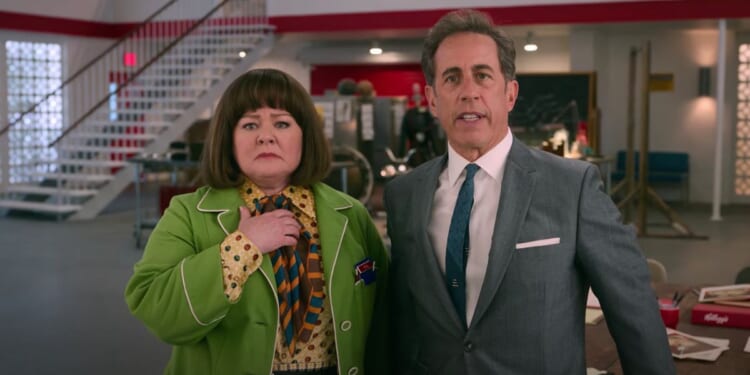 Jerry Seinfeld and Melissa McCarthy in the upcoming Netflix film "Unfrosted: The Pop-Tart Story."