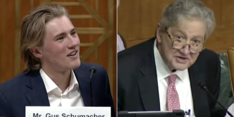 Gus Schumacher, a 23-year-old climate "expert," testified before a Senate committee on March 20 and was made to look ridiculous when questioned by Republican Sen. John Kennedy.