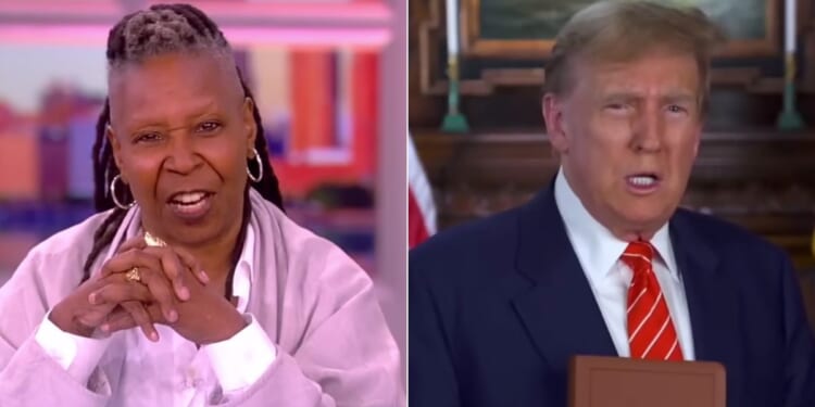 On Wednesday, the co-hosts of "The View," including Whoopi Goldberg, right, ranted about former President Donald Trump, right, selling Bibles and founding documents.