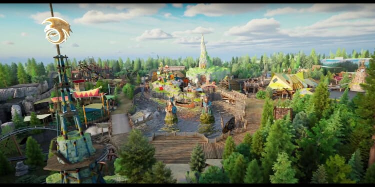 A cinematic showing the upcoming "How to Trail Your Dragon - Isle of Berk" section of Universal's "Epic Universe" park.