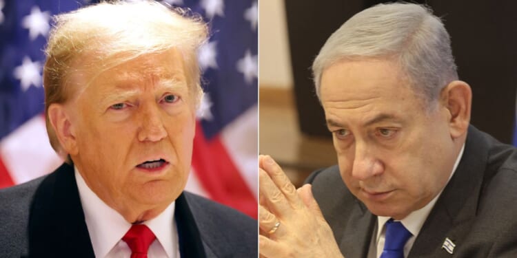 In an article published Monday, former President Donald Trump, left, said what he felt was the biggest mistake made by Israeli Prime Minister Benjamin Netanyahu, right, and Israel during their conflict with Hamas.