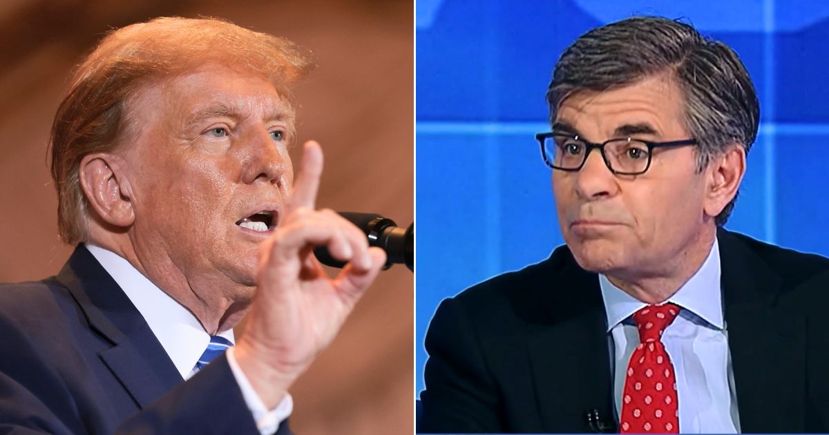 Former President Donald Trump, left, is suing ABC News host George Stephanopoulos, right.