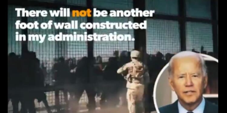 A screen shot of a 15-second ad former President Donald Trump has captioned “Biden’s Invasion.”