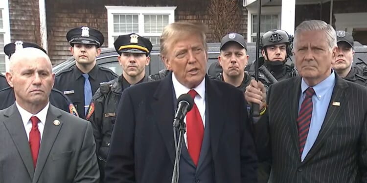 Former President Donald Trump speaks about the murder of NYPD Officer Jonathan Diller on Thursday in New York.