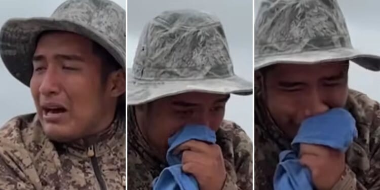 18-year-old illegal immigrant Hector crying after being rescued