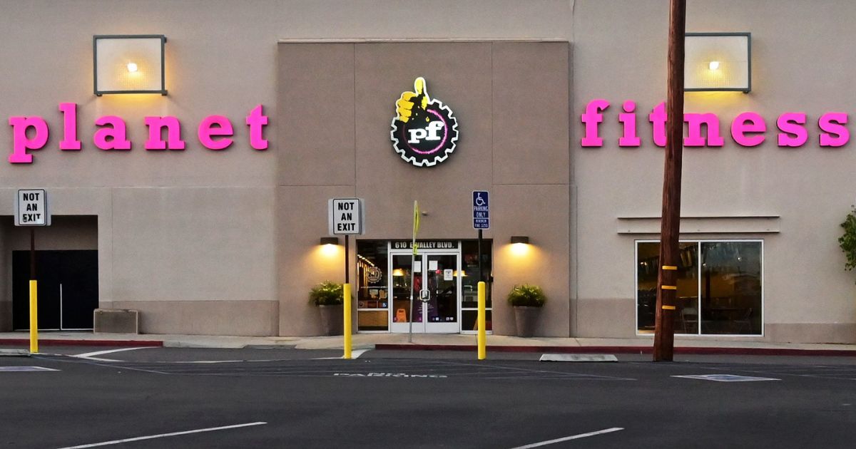 The exterior of a Planet Fitness gym is pictured in Alhambra, California, on May 12, 2020.