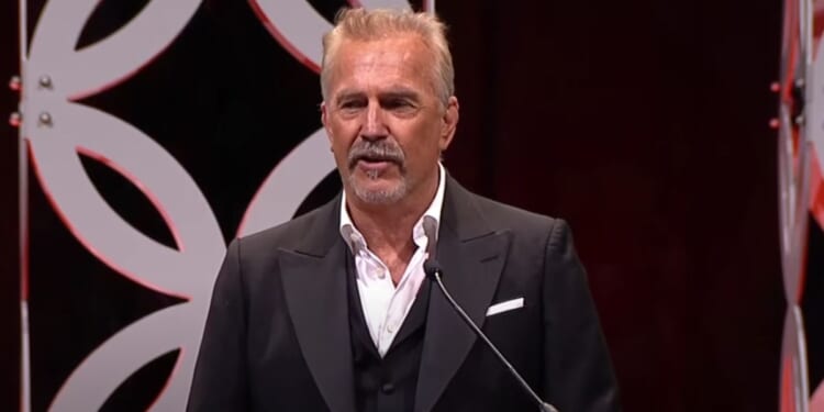 Kevin Costner, who starred in the TV show "Yellowstone," speaks while accepting the T. Boone Pickens Lifetime Sportsman Award last year in Dallas.