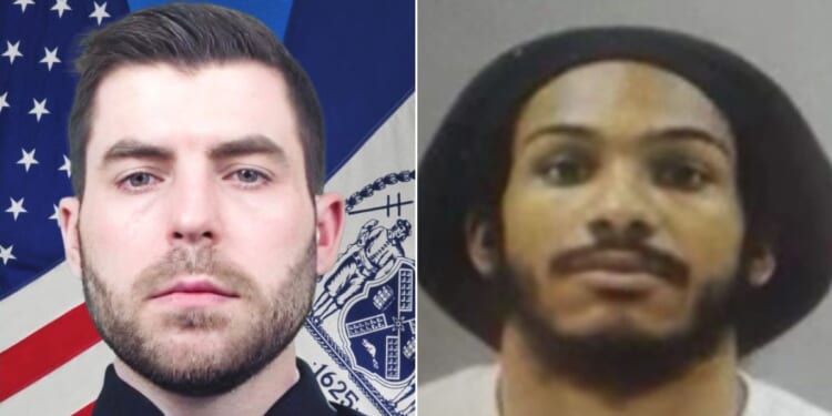 New York police say Officer Jonathan Diller, left, was shot and killed by Guy Rivera, right.