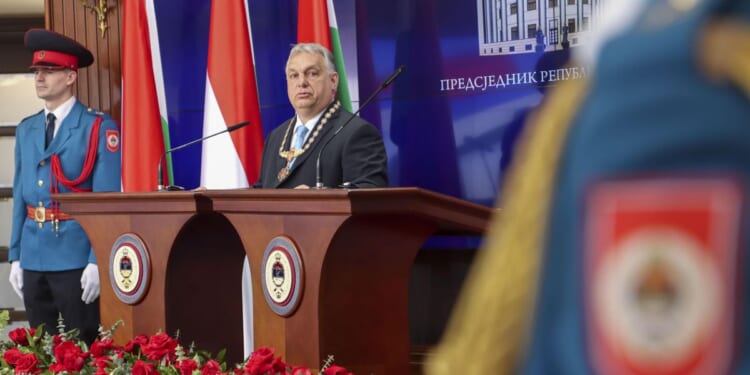 Hungary's Prime Minister Viktor Orban receives medal from pro-Russia Bosnian Serb president Dodik