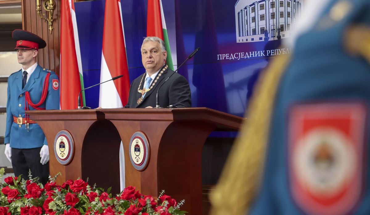 Hungary's Prime Minister Viktor Orban receives medal from pro-Russia Bosnian Serb president Dodik