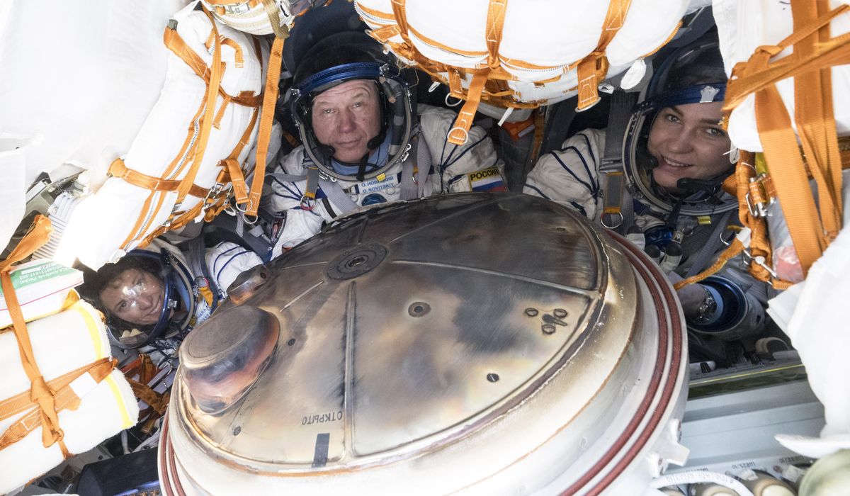 A Soyuz capsule carrying 3 crew from the International Space Station lands safely in Kazakhstan