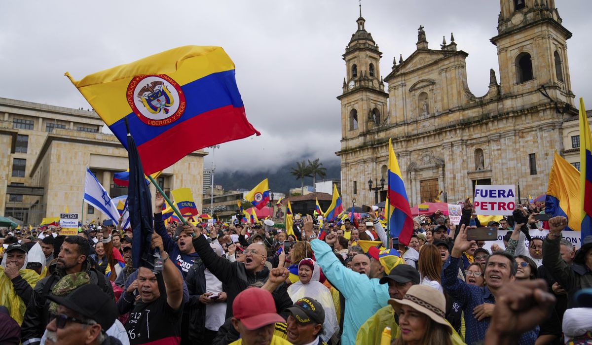 Leftist President Gustavo Petro's reform agenda draws tens of thousands of Colombians in protest