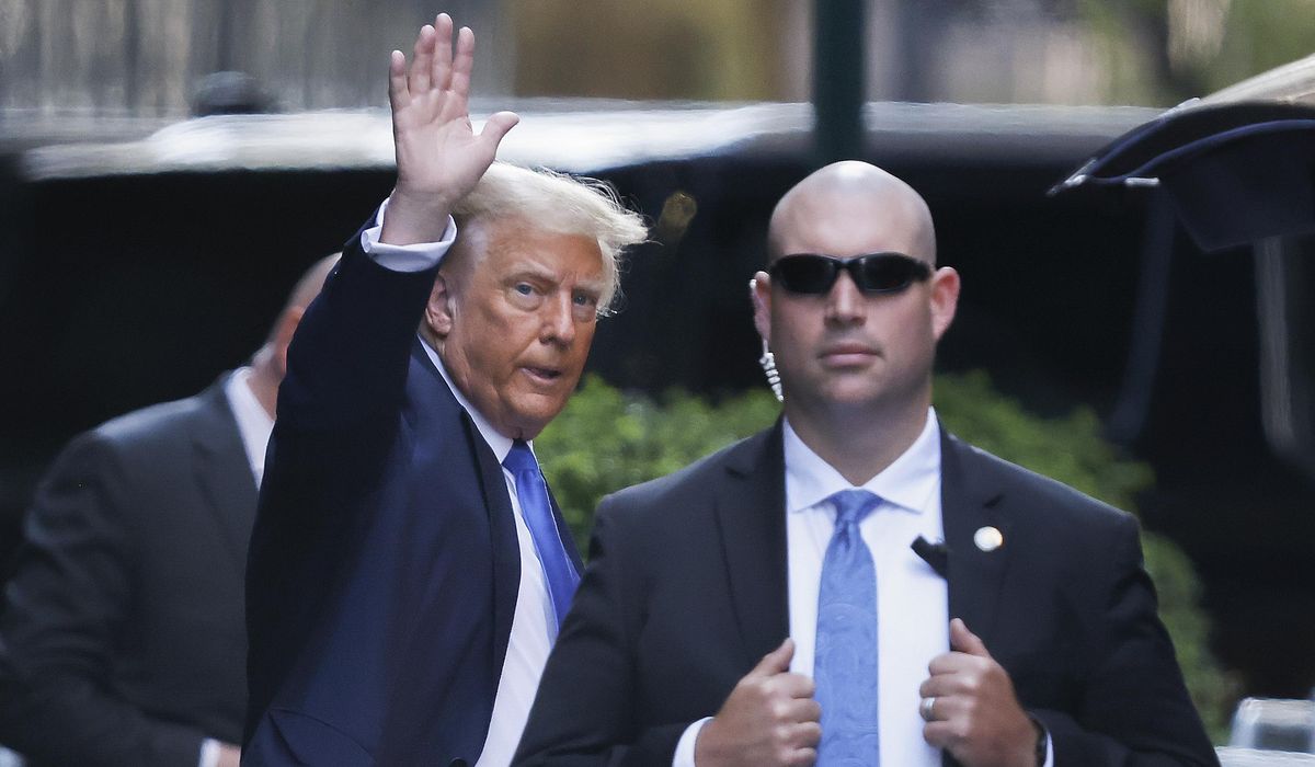 Donald Trump arrives for the start of his criminal trial, an American first